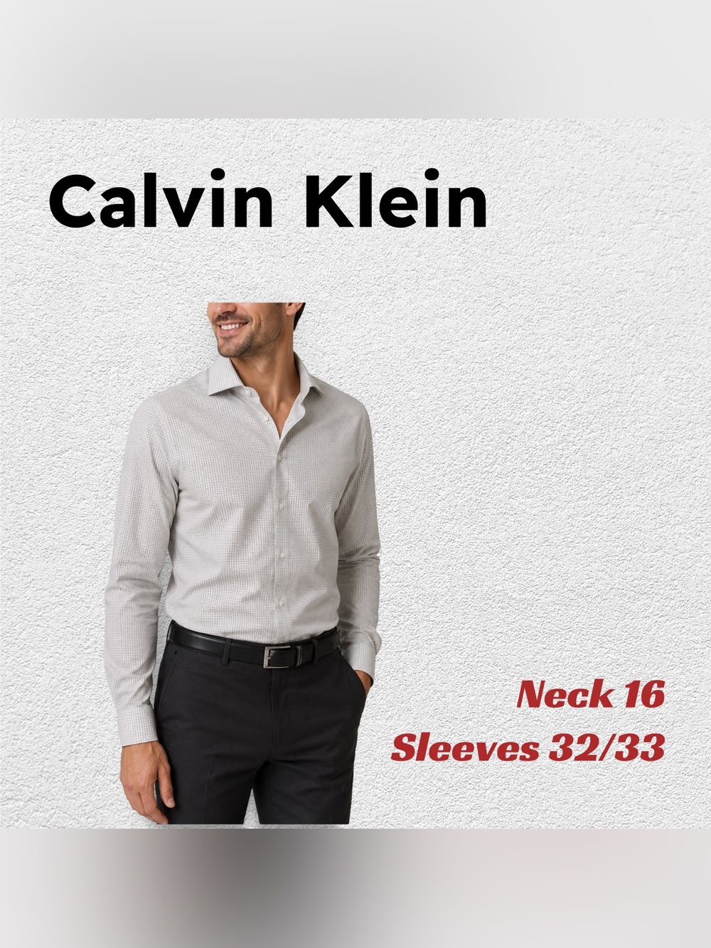 🇺🇸👍GUC CALVIN KLEIN |N16 S32/33| Steel Slim Fit White & Green dots Dress Shirt